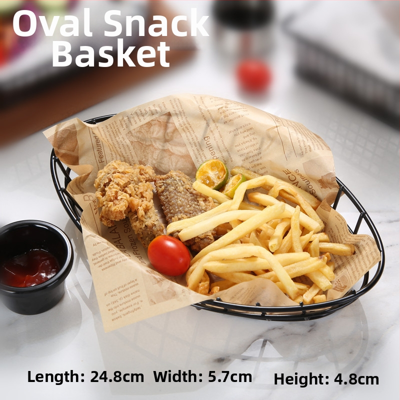 Amerikietiško stiliaus kūrybingi stalo įrankiai, geležiniai kepti užkandžių krepšeliai, bulvyčių fri krepšeliai, kepti krepšeliai, desertui skirti kepti viščiukai, duonos krepšeliai, lėkščių indai