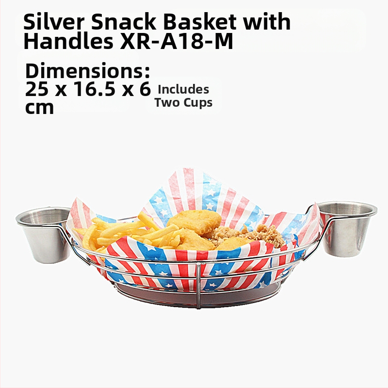 Amerikietiško stiliaus kūrybingi stalo įrankiai, geležiniai kepti užkandžių krepšeliai, bulvyčių fri krepšeliai, kepti krepšeliai, desertui skirti kepti viščiukai, duonos krepšeliai, lėkščių indai