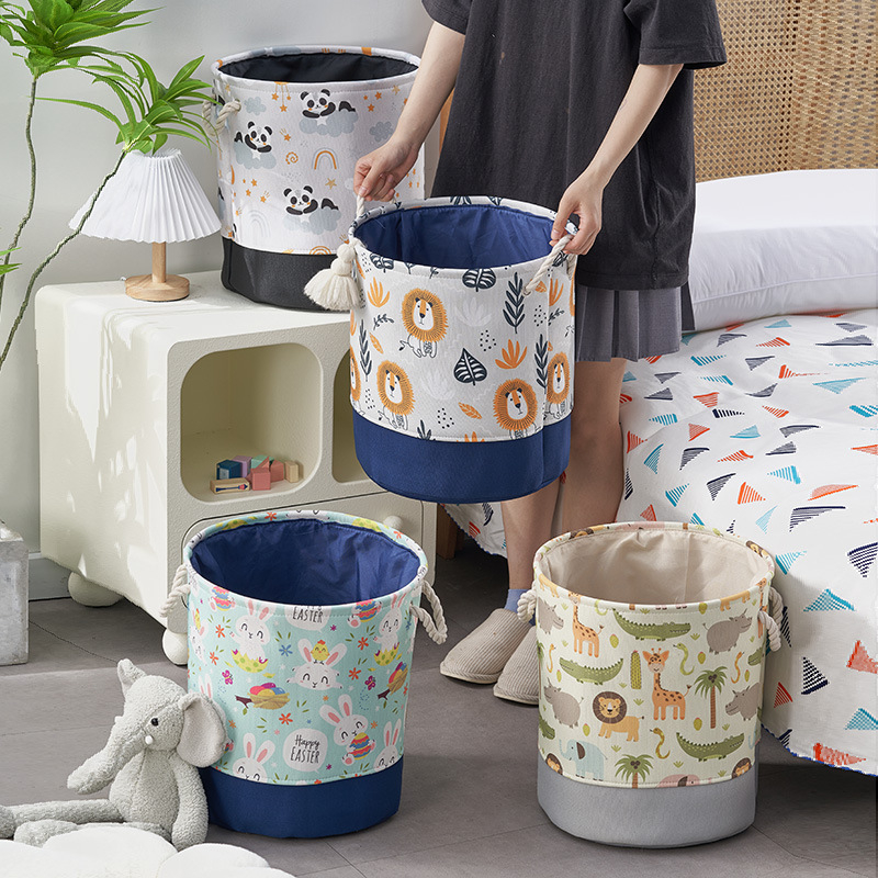 Mänguasjade hoiukast, koomiksikangast, laste nukkude hoiukorv, suur paksendatud hoiutünn, beebitarvete hoiukott
