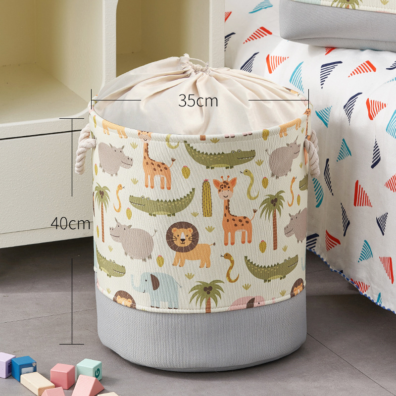 Mänguasjade hoiukast, koomiksikangast, laste nukkude hoiukorv, suur paksendatud hoiutünn, beebitarvete hoiukott