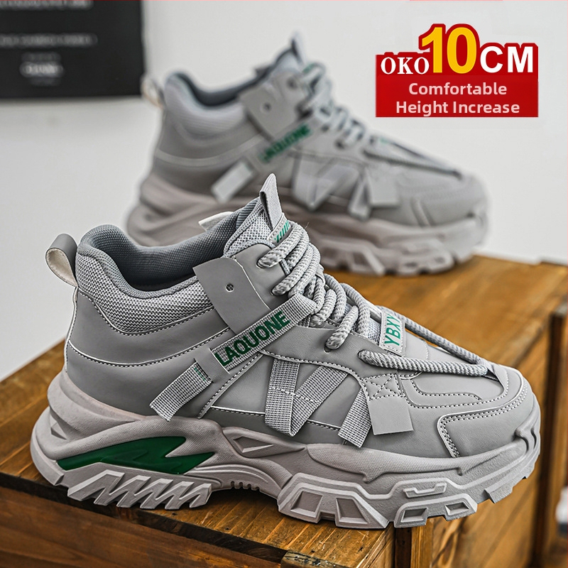 Sügis- ja talvised kõrge säärega meeste kingad, 10 cm kõrgused vabaaja Torre kingad, nähtamatu sisemine kõrgendus, universaalsed kulumiskindlad platvormkingad