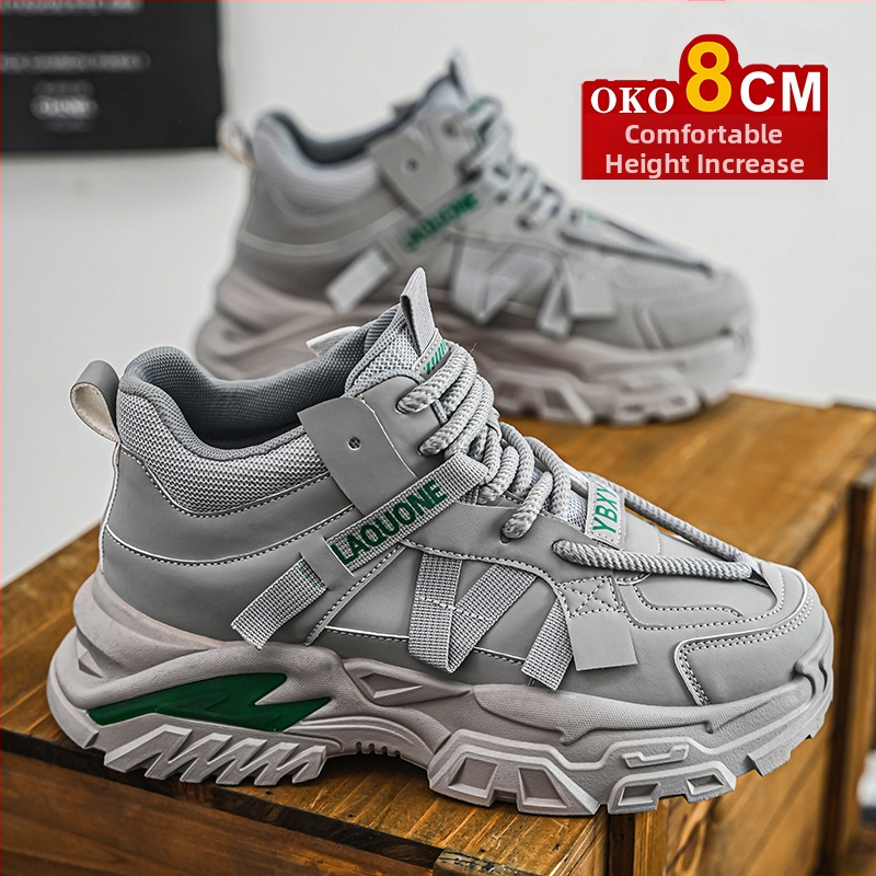 Sügis- ja talvised kõrge säärega meeste kingad, 10 cm kõrgused vabaaja Torre kingad, nähtamatu sisemine kõrgendus, universaalsed kulumiskindlad platvormkingad
