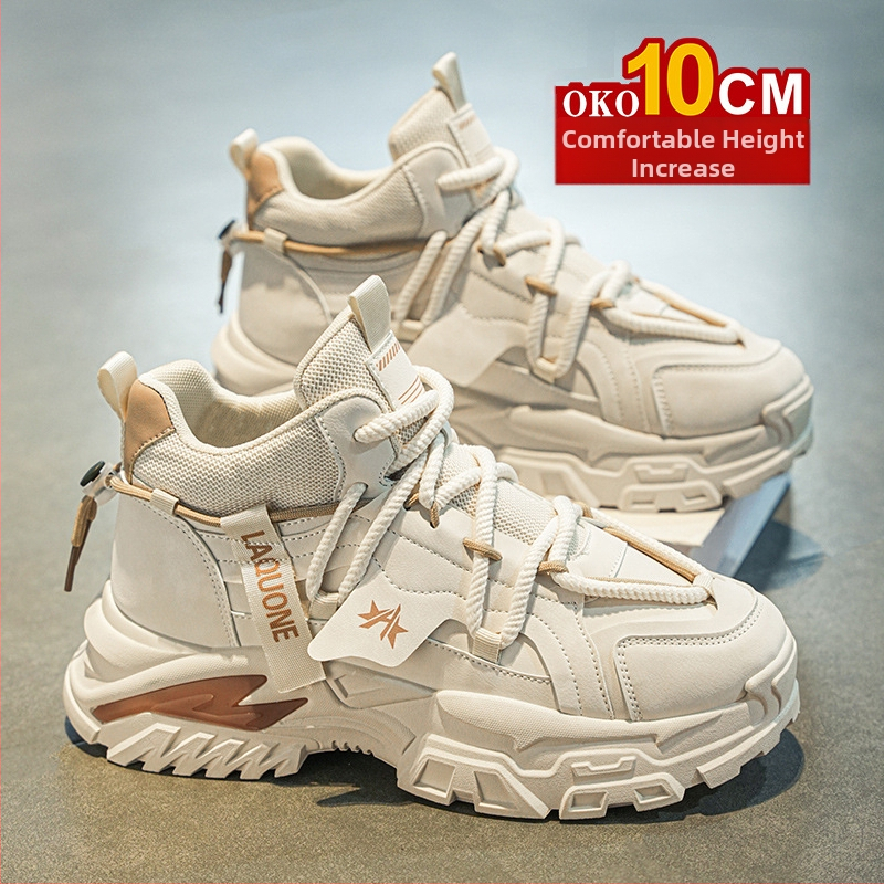 Sügis- ja talvised kõrge säärega meeste kingad, 10 cm kõrgused vabaaja Torre kingad, nähtamatu sisemine kõrgendus, universaalsed kulumiskindlad platvormkingad