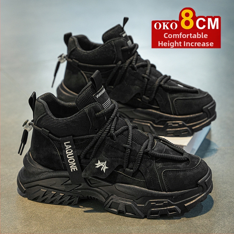 Sügis- ja talvised kõrge säärega meeste kingad, 10 cm kõrgused vabaaja Torre kingad, nähtamatu sisemine kõrgendus, universaalsed kulumiskindlad platvormkingad