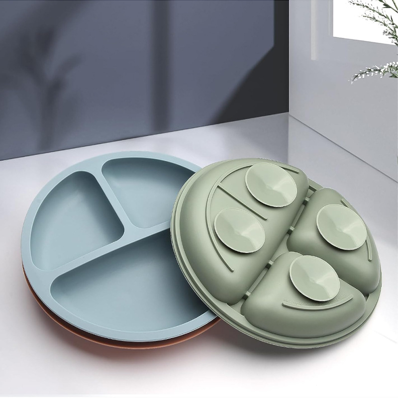 Piiriülene kuummüügis olev laste lauanõud, silikoonist dielektriline taldrik, laste beebisöötmislauanõud, kahvel, lusikas, imemiskettaga kauss, riisitasku