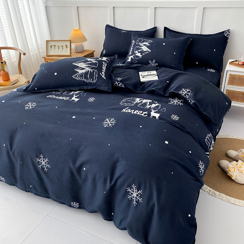 Νέο σεντόνι τεσσάρων τεμαχίων από βαμβάκι αλόης βέρα, απλό κάλυμμα πάπλωμα για φοιτητική εστία, κιτ δώρου τριών τεμαχίων, χονδρικής