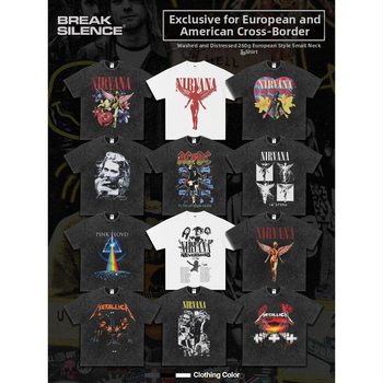 Nirvana Rock Αμερικανικό 3D Ψηφιακή Εκτύπωση Ρετρό Κοντομάνικο T-shirt Διασυνοριακής Εκτύπωσης Αμερικανική Μόδα Vintage Απομίμηση Βαμβακιού
