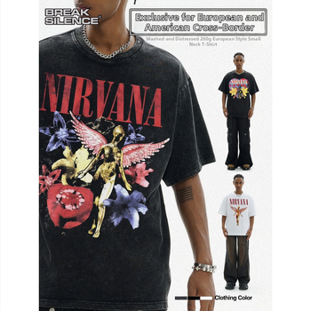 Nirvana Rock Αμερικανικό 3D Ψηφιακή Εκτύπωση Ρετρό Κοντομάνικο T-shirt Διασυνοριακής Εκτύπωσης Αμερικανική Μόδα Vintage Απομίμηση Βαμβακιού
