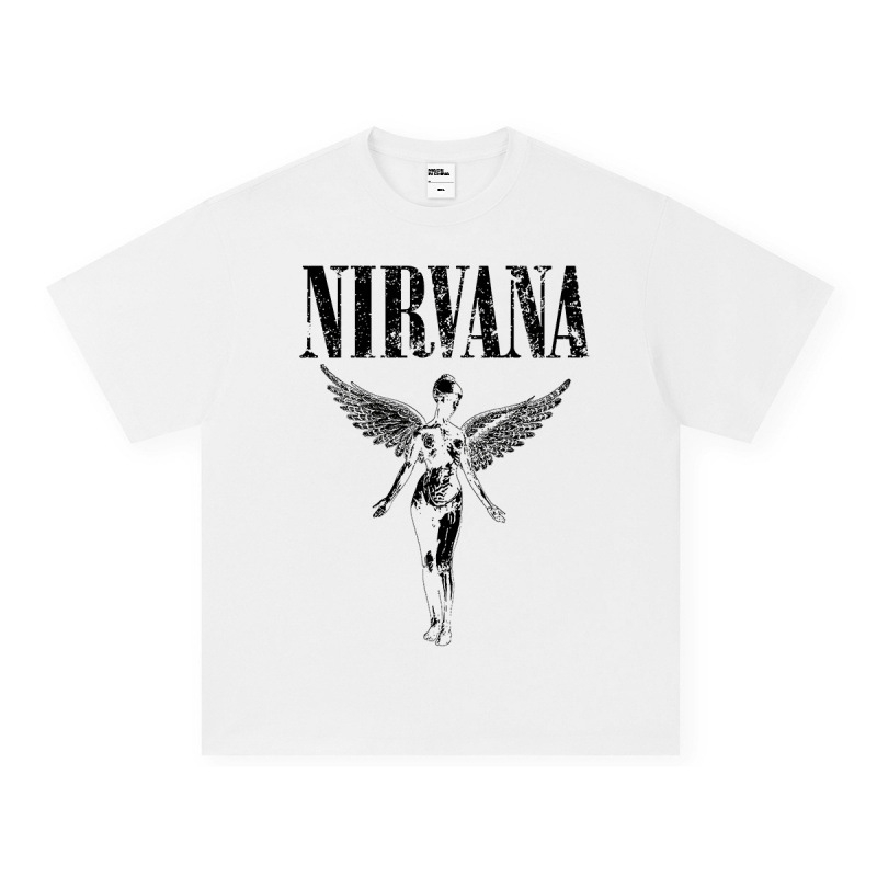 Nirvana Rock American 3D digitaaltrükiga retro lühikeste varrukatega T-särk, piiriülese trükiga, Ameerika moodne vintage puuvillaimitatsioon