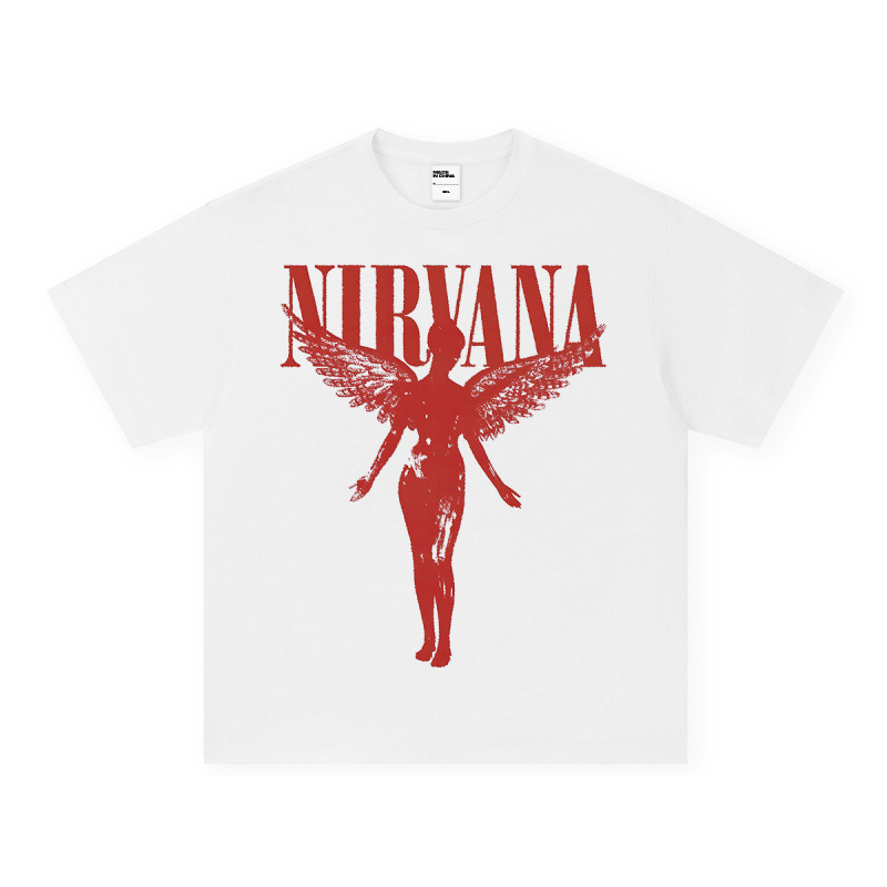 Nirvana Rock American 3D digitaaltrükiga retro lühikeste varrukatega T-särk, piiriülese trükiga, Ameerika moodne vintage puuvillaimitatsioon