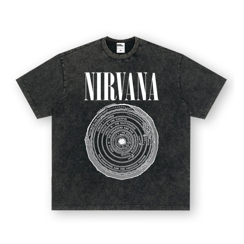 Nirvana Rock American 3D digitaaltrükiga retro lühikeste varrukatega T-särk, piiriülese trükiga, Ameerika moodne vintage puuvillaimitatsioon