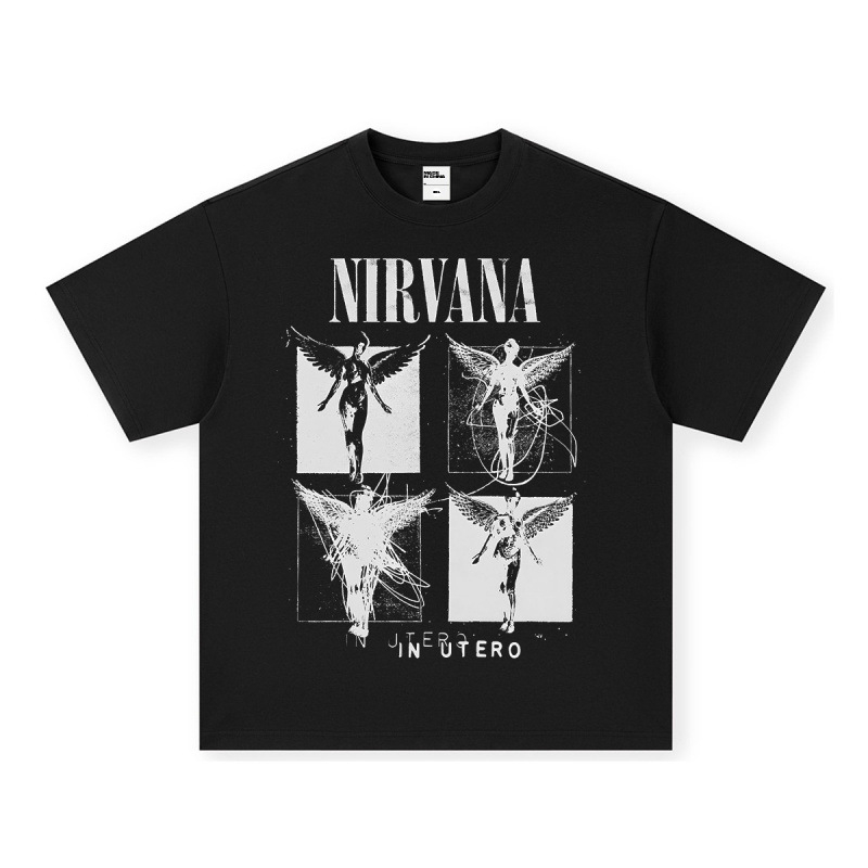 Nirvana Rock American 3D digitaaltrükiga retro lühikeste varrukatega T-särk, piiriülese trükiga, Ameerika moodne vintage puuvillaimitatsioon