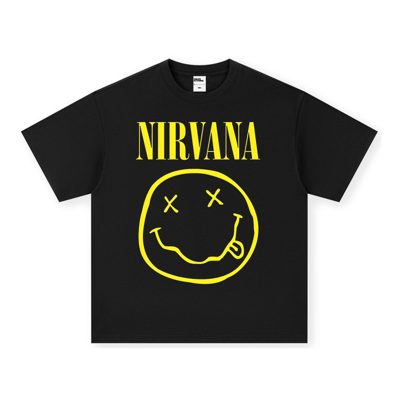 Nirvana Rock American 3D digitaaltrükiga retro lühikeste varrukatega T-särk, piiriülese trükiga, Ameerika moodne vintage puuvillaimitatsioon