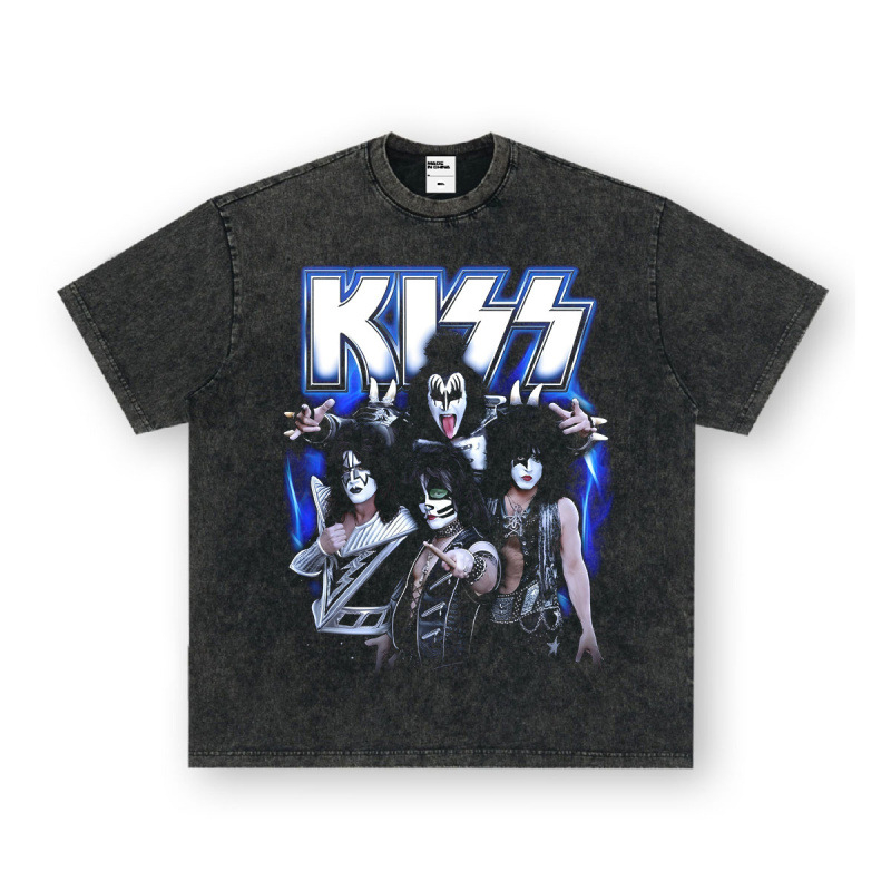 Nirvana Rock American 3D digitaaltrükiga retro lühikeste varrukatega T-särk, piiriülese trükiga, Ameerika moodne vintage puuvillaimitatsioon