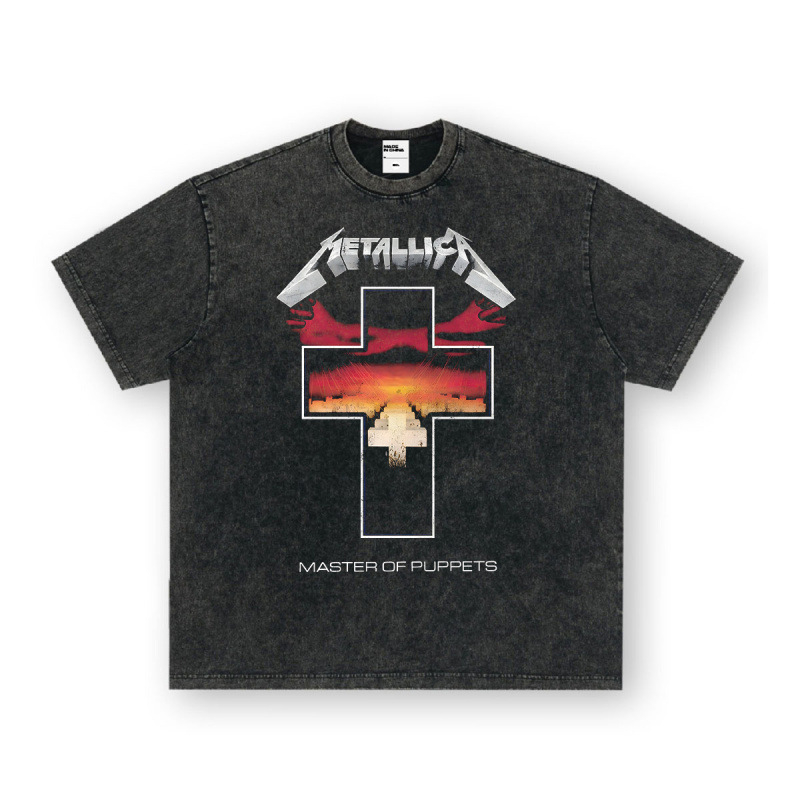 Nirvana Rock American 3D digitaaltrükiga retro lühikeste varrukatega T-särk, piiriülese trükiga, Ameerika moodne vintage puuvillaimitatsioon