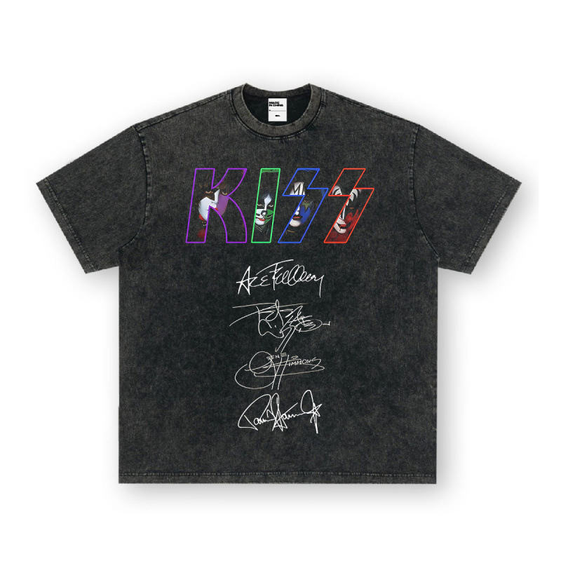 Nirvana Rock American 3D digitaaltrükiga retro lühikeste varrukatega T-särk, piiriülese trükiga, Ameerika moodne vintage puuvillaimitatsioon