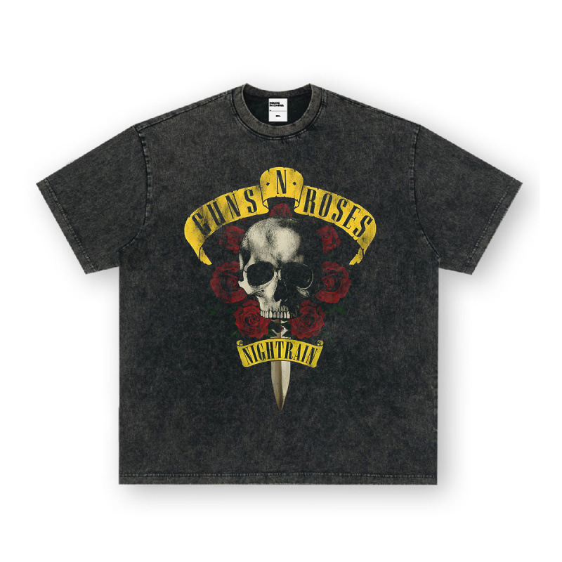 Nirvana Rock American 3D digitaaltrükiga retro lühikeste varrukatega T-särk, piiriülese trükiga, Ameerika moodne vintage puuvillaimitatsioon