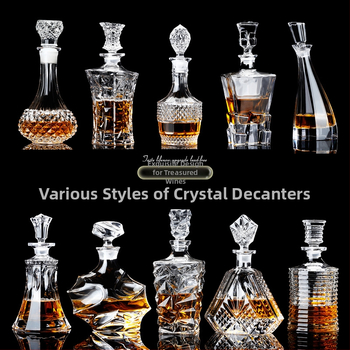 Europietiško stiliaus krištolo stiklinis vyno butelis, asmeninis dekanteris, buitinis sandarus vyno butelis su dangteliu, vyno dozatorius, raudonojo vyno vyno butelis