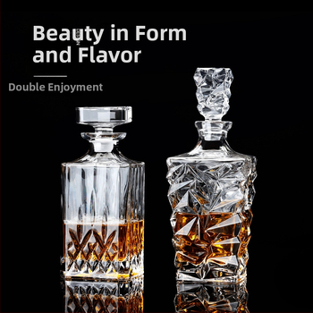 Europietiško stiliaus krištolo stiklinis vyno butelis, asmeninis dekanteris, buitinis sandarus vyno butelis su dangteliu, vyno dozatorius, raudonojo vyno vyno butelis