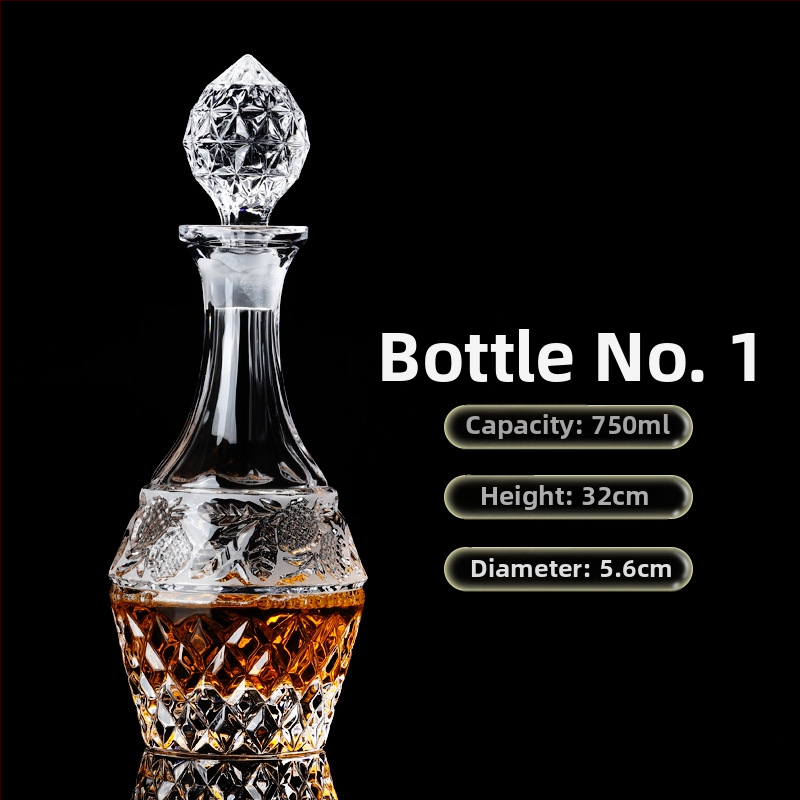 Europietiško stiliaus krištolo stiklinis vyno butelis, asmeninis dekanteris, buitinis sandarus vyno butelis su dangteliu, vyno dozatorius, raudonojo vyno vyno butelis