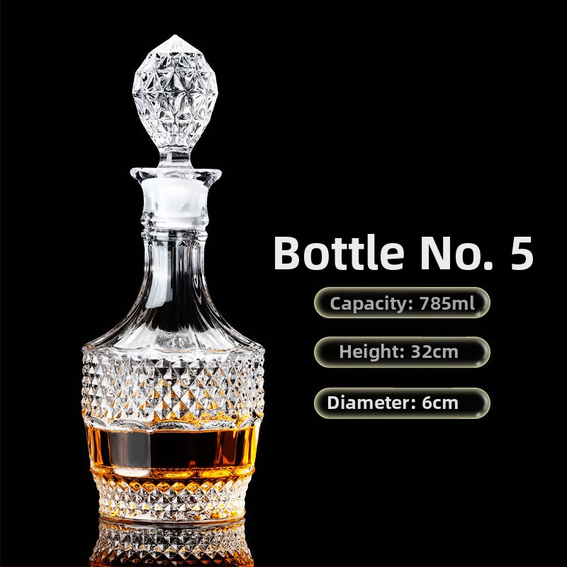 Europietiško stiliaus krištolo stiklinis vyno butelis, asmeninis dekanteris, buitinis sandarus vyno butelis su dangteliu, vyno dozatorius, raudonojo vyno vyno butelis