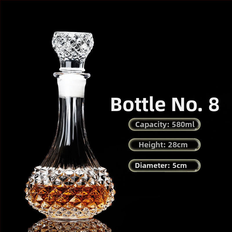 Europietiško stiliaus krištolo stiklinis vyno butelis, asmeninis dekanteris, buitinis sandarus vyno butelis su dangteliu, vyno dozatorius, raudonojo vyno vyno butelis