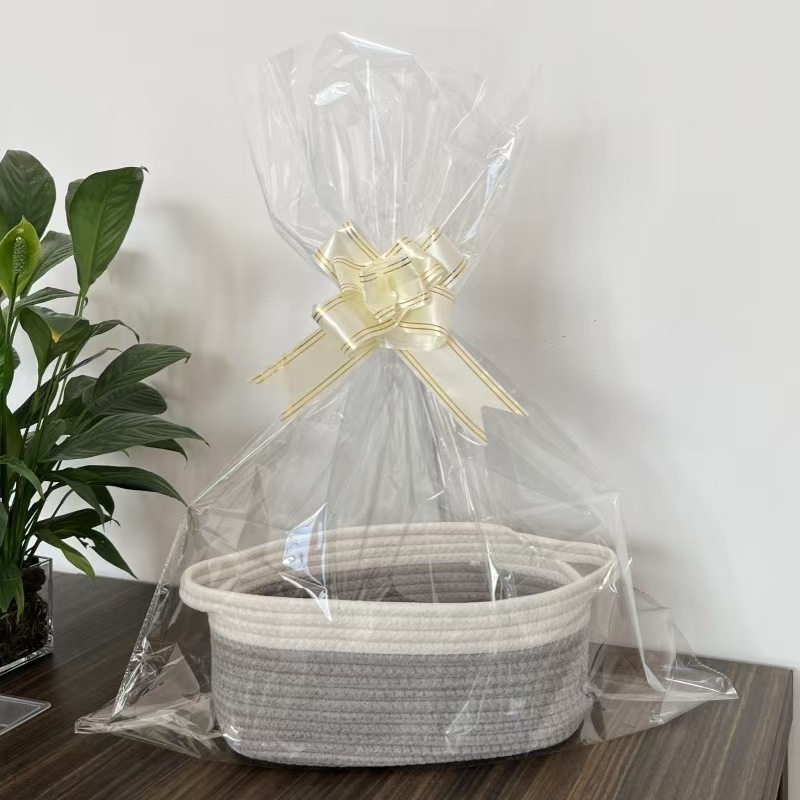 Skandinaavia käte hoiukorv Ovaalne hoiukorv Kinkekorv Ins hoiukorv Puuvillast köiest kootud suupiste-mänguasjakott