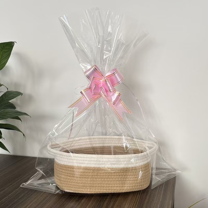 Skandinaavia käte hoiukorv Ovaalne hoiukorv Kinkekorv Ins hoiukorv Puuvillast köiest kootud suupiste-mänguasjakott