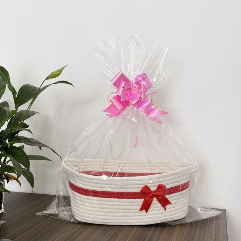 Skandinaavia käte hoiukorv Ovaalne hoiukorv Kinkekorv Ins hoiukorv Puuvillast köiest kootud suupiste-mänguasjakott