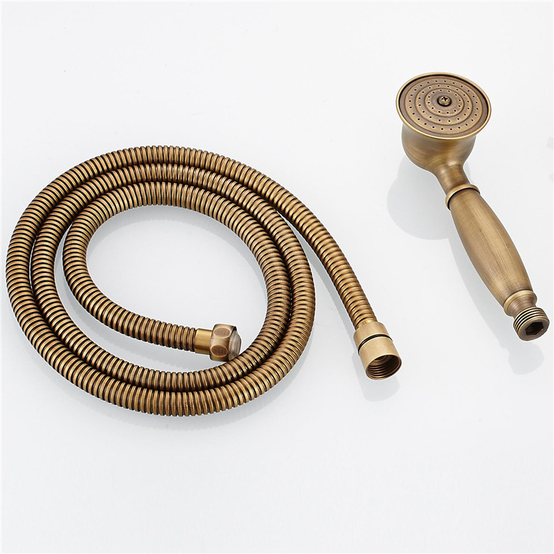 Európai ókori retró stílusú, tiszta réz, tiszta fekete bronz zuhanykabin, kézi kis, puffadt fejzuhany, kézi permetező, egyetlen zuhanyfejjel.