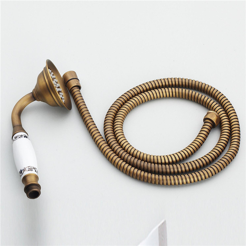 Európai ókori retró stílusú, tiszta réz, tiszta fekete bronz zuhanykabin, kézi kis, puffadt fejzuhany, kézi permetező, egyetlen zuhanyfejjel.