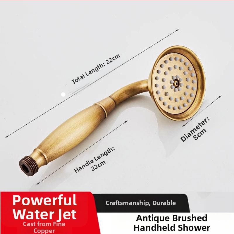 Európai ókori retró stílusú, tiszta réz, tiszta fekete bronz zuhanykabin, kézi kis, puffadt fejzuhany, kézi permetező, egyetlen zuhanyfejjel.