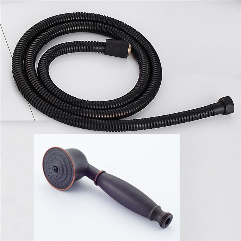 Európai ókori retró stílusú, tiszta réz, tiszta fekete bronz zuhanykabin, kézi kis, puffadt fejzuhany, kézi permetező, egyetlen zuhanyfejjel.