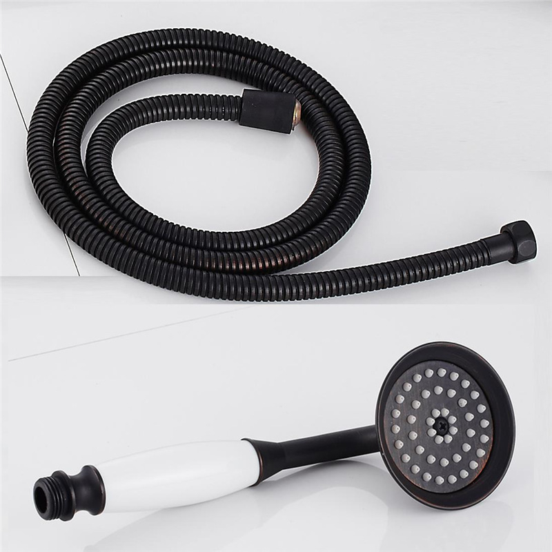 Európai ókori retró stílusú, tiszta réz, tiszta fekete bronz zuhanykabin, kézi kis, puffadt fejzuhany, kézi permetező, egyetlen zuhanyfejjel.