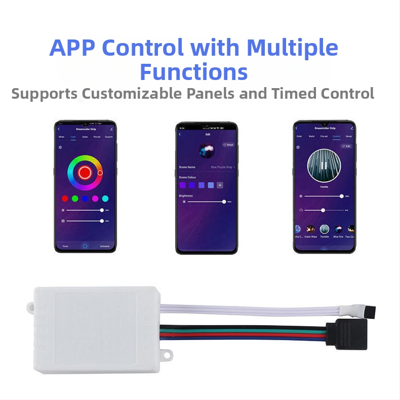 Графити RGB светлина с Bluetooth контролер, малка бяла кутия, APP контрол, инфрачервено дистанционно управление, LED светлина с контролер