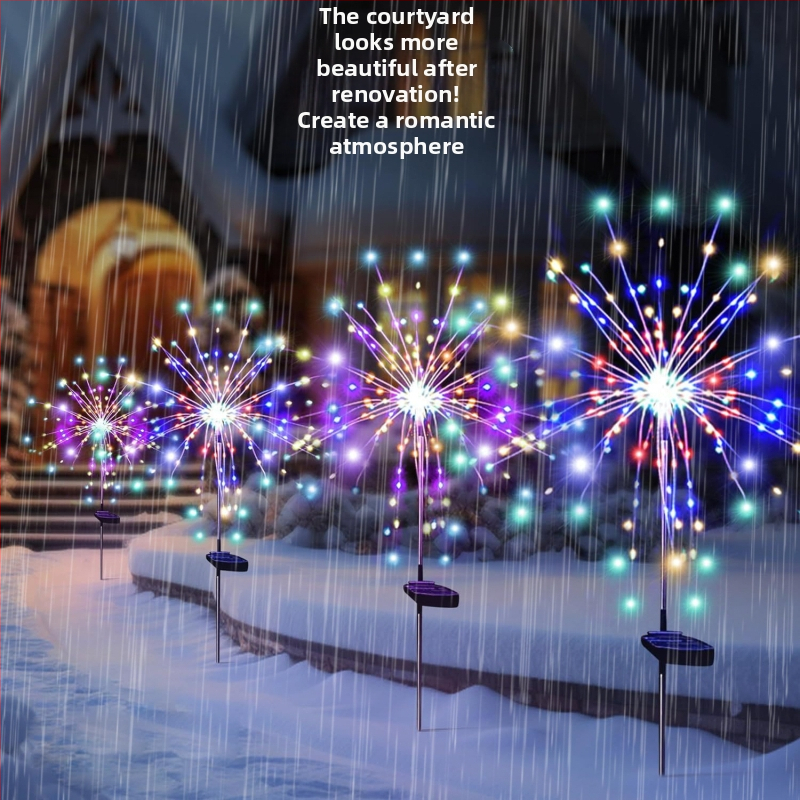 Слънчева енергия Подови фойерверки Led Глухарче Светлинна верига Външна Коледа Двор Градина Декоративна Светлина за Тревата