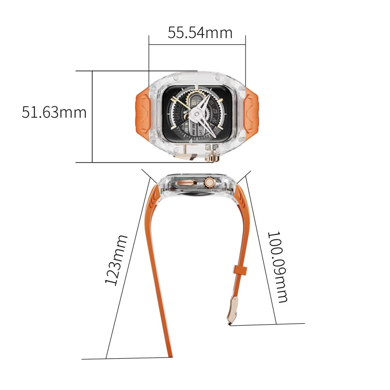 Κατάλληλο για θήκη Apple Watch, τροποποιημένη διαφανής θήκη Lambo, προστατευτική θήκη Applewatch987Se65 με λουράκι