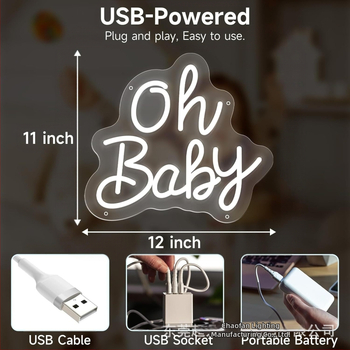„Amazon“ karštas išpardavimas „Oh Baby“ neoninis ženklas su šviesiu akrilu, raižytas lentos žaidimas, gimtadienio vakarėlio dekoravimas