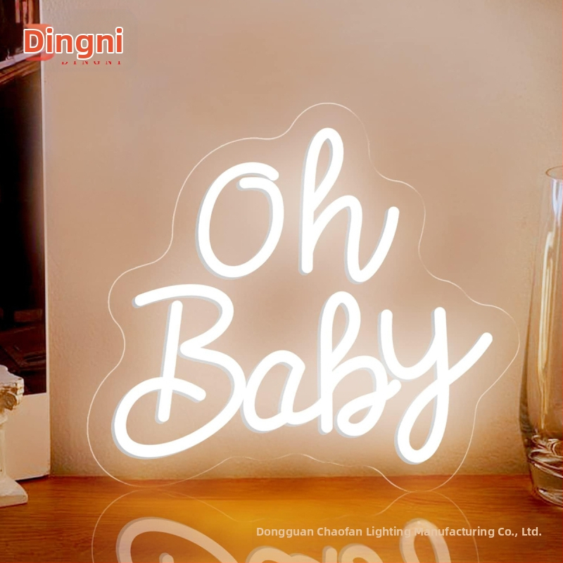 „Amazon“ karštas išpardavimas „Oh Baby“ neoninis ženklas su šviesiu akrilu, raižytas lentos žaidimas, gimtadienio vakarėlio dekoravimas