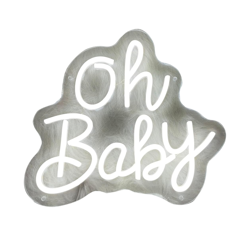 „Amazon“ karštas išpardavimas „Oh Baby“ neoninis ženklas su šviesiu akrilu, raižytas lentos žaidimas, gimtadienio vakarėlio dekoravimas