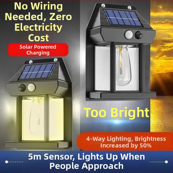 Saulės sodo lempa, itin ryškus apšvietimas, buitinė lauko žmogaus kūno indukcinė lempa, vandeniui atspari priekinis žibintas, volframo viela, automatinis ryškus žibintuvėlis