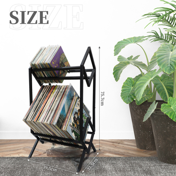 Kodumajapidamises kasutatava elutoa plaadiriiul, multifunktsionaalne vinüülplaatide hoiuriiul, loominguline mitmekihiline rauast ja puidust plaadiriiul