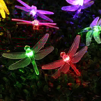 Saulės energija varomos laumžirgių girliandos lauko sodo vejos žibintai atmosferos dekoracija girliandos žvaigždžių šviesa lauko šventinė dekoracija