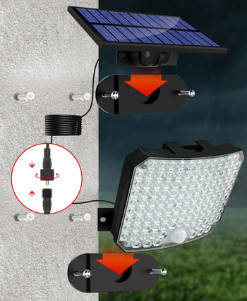 Ηλιακός διαιρούμενος επιτοίχιος λαμπτήρας 118led εξωτερικού χώρου ασφαλείας γκαράζ ανθρώπινου σώματος επαγωγικός αδιάβροχος λαμπτήρας κήπου με έλεγχο φωτισμού επιτοίχιος λαμπτήρας