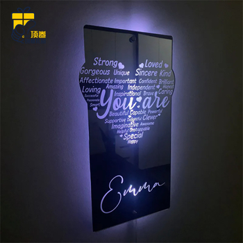 TEMU HIYIN ristkülikukujuline armastussüdame nimi vertikaalne versioon peegel isikupärastatud POD-nimi maagiline värv RGB peegel kingitus