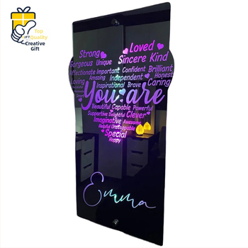 TEMU HIYIN ristkülikukujuline armastussüdame nimi vertikaalne versioon peegel isikupärastatud POD-nimi maagiline värv RGB peegel kingitus