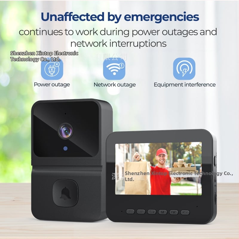 Model privat, sonerie video wireless cu consum redus de energie, interfon monitorizare, conexiune directă, sonerie inteligentă non-wifi cu afișaj