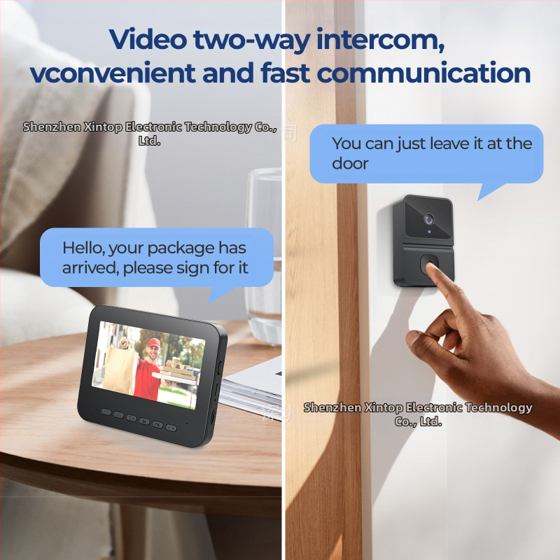 Частен модел безжичен видео звънец с ниска консумация на енергия, домофонно наблюдение, директна връзка, без Wi-Fi, интелигентен звънец с дисплей