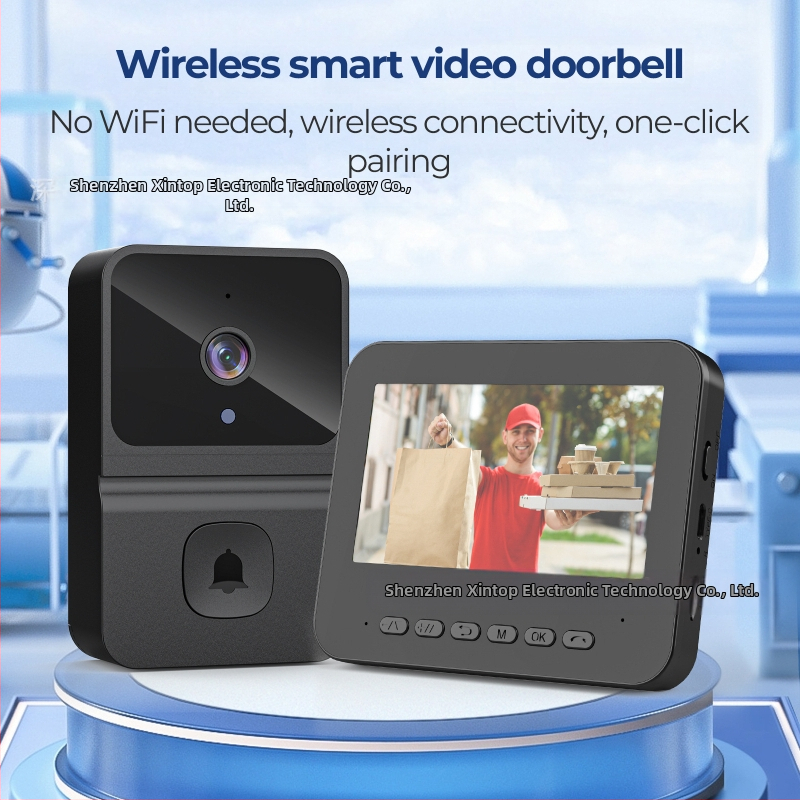 Частен модел безжичен видео звънец с ниска консумация на енергия, домофонно наблюдение, директна връзка, без Wi-Fi, интелигентен звънец с дисплей