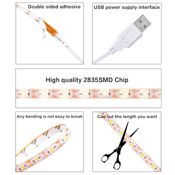 USB5V jutiklinis bepakopis pritemdymo jungiklis su LED2835 siuvimo mašinos spintos spintelės dekoracija minkšta šviesos juosta